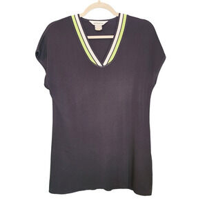 Exclusively Misook Black V-Neck Tunic Top Size Small